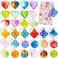Party Bag Fillers for Kids - 60 PCS Pop Fidget Toys for Kids, Prizes Party Bag Toys, Class Gifts Birthday Return Gifts, Party Favours Poppers Girls Boys (30 keyrings + 30 cards)