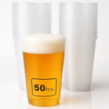 50pc Pint Plastic Cups 560ml Reusable Full Pint Glasses Break Resistant Stackable and Crystal Clear, Flexible Shatterproof Design Perfect for BBQs, Picnics, Weddings, Parties and Outdoor Events