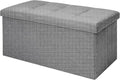 CROWNSHOP Ottoman Storage Bench Footrest Stool Seat Toy Chest Storage Box Folding with Lid Long Shoes Bench Footstool Suitable for Living Room Grey 76 * 38 * 38 CM (Dark Gray 76 * 38 * 38 CM)