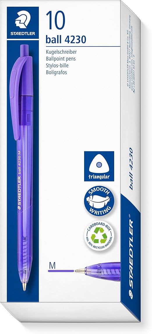 STAEDTLER 4230 M-6 Retractable Rainbow Ballpoint Pen - Purple (Box of 10)