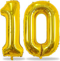 Gold 10th Birthday Balloons for Boys Girls, 40 Inch Big Gold Foil Number 1 and 0 Balloons Self Inflating Gold 10 Balloons Number for Men Women 10th Anniversary Party Decorations Supplies