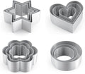 Metal Cookie Cutter Set - 12 Stainless Steel Shapes Including Round, Heart, Star, and Flower for Baking Biscuits and Mini Molds