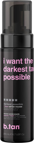 b.tan Darkest Possible Fake Tanner | I Want The Darkest Tan Possible - Fast, 1 Hr Instant Self Tanning Mousse, No Added Nasties, Vegan, Cruelty Free, 200ml