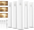 5 Pack Rechargeable Under Cupboard Kitchen Lights, 20CM Dimmable Warm Cabinet Light, LED Motion Sensor Lights Indoor, Magnetic Stick Light for Kitchen Shelf Stairs Wardrobe[Energy Class A]