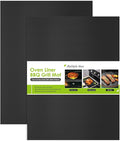 KitchenRaku Universal Oven Liners 32x50cm, Non-Stick and Heavy-Duty Oven Liners for Bottom of Oven - Home Accessories & Kitchen Accessories - Suitable for Most Ovens and Cookers (2 PCS, Dark Black)