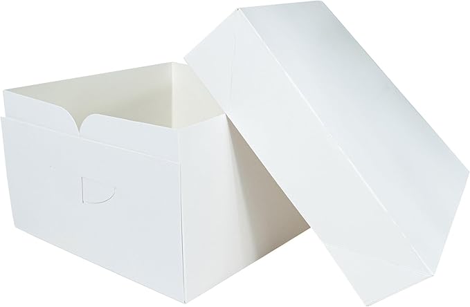 Culpitt 10" Square Cake Boxes With Lid | 5 Pack | Rigid Transport And Protection For Birthday, Wedding, And Celebration Bakes, Recyclable Cardboard Bakery Boxes - Pack Of 5