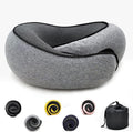 LegendTech Adjustable Travel Neck Pillow Made of Memory Foam Cotton Neck Support Pillow, Foldable U-shaped Snap Neck Pillow, Practical Ergonomic Travel Pillow,dark gray