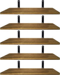 Mardili Shelves Wood Wall Mounted Shelf, Rustic Shelves Set of 5（Light brown）
