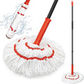 Self Wringing Twist Mop for Floor Cleaning, 145 cm Long Handle Cotton String Mop with Wringer, Washable Microfiber Wet Mops with Scouring Pad for Hardwood, Tile, Bathtub, Kitchen