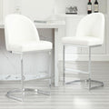 Bekrvio Breakfast Bar Stools Set of 2 with Arms, 65CM Kitchen Island Stools for Kitchen Counter, 8CM Thick Upholstered Faux Leather Kitchen Stool with Scalloped Backs for Dining