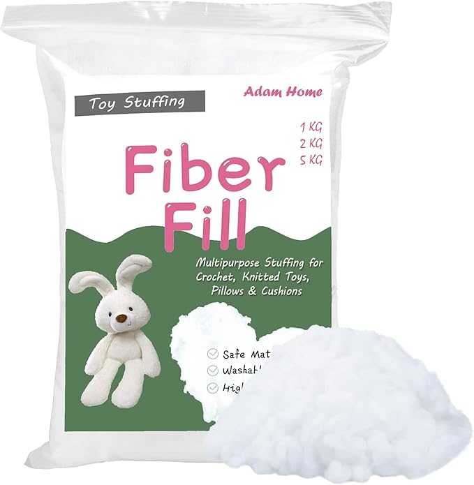 Adam Home Toy Stuffing for Soft Toys 100% Virgin Hollowfibre Fillings Hypoallergenic High Grade Multipurpose Kapok Stuffing for Crochet, Knitted Toys, Pillows & Cushions|1 Kg