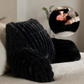 OHS Supportive Cushion for Back Faux Fux Ribbed, Heatable Pocket Cuddle Cushion for Adults Soft Cosy Pillow with Arms Snuggle Hug Pillow Relaxing at Home, Black