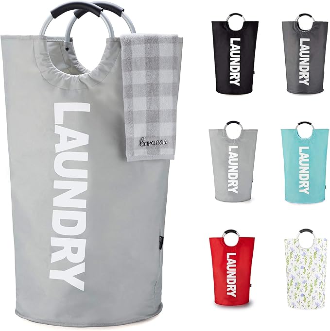 Caroeas 90L Large Laundry Basket (7 Colors), Waterproof Laundry Hamper, Laundry Bag with Padded Handles, Washing Bag Stands Up Well, Collapsible Laundry Basket Easy Storage