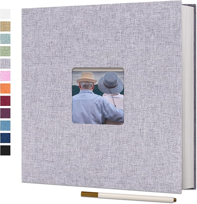 Vienrose Large Photo Album Self Adhesive for 4x6 8x10 Pictures Scrapbook Album DIY 40 Blank Pages with A Metallic Pen