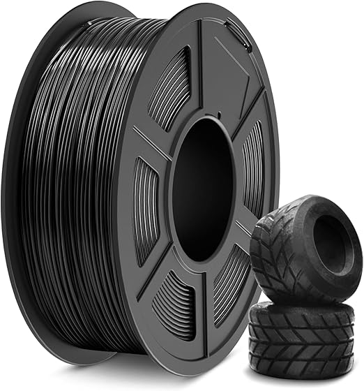 SUNLU TPU 3D Printer Filament 1.75mm, High Speed 95A TPU Filament, 1KG Flexible 3D Filament for Fast Printing, Dimensional Accuracy +/- 0.03mm, Suitable for Most FDM 3D Printers. (TPU Black)