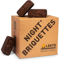 Lekto Woodfuels Night Briquettes - 20kg (20 Briquettes), Up to 8 Hour Slow Burn | Ideal for Wood Stoves, Log Burners, Sheltered Fire Pits & Chiminea | Compressed Wood Fire Bricks | Long Burning Logs