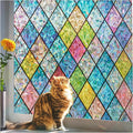 Beautysaid Rainbow Window Film Privacy: Stained Glass Self Adhesive, No-Glue Frosted Window Tint, Static Cling，UV Window Film Home (Multicolor, 44.5x200cm）