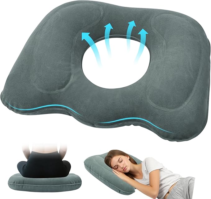 Inflatable Donut Pillow, Inflatable Ring Donut Cushion for Bedsores, Hemorrhoids, Back Pain, Postpartum Pregnancy, Post-Surgical Pain