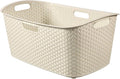 Curver My Style Clothes Basket, Stylish Rattan Look, Lightweight Plastic Design, 47 Litres, Cream