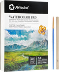 Artecho Watercolour Paper A4 Pad 40 Sheets with Watercolour Brush and Pencil, Water Colour Paper 300gsm, Art Paper Pad, Watercolour Sketchbook for Painting, Drawing, Sketching and Mixed Media
