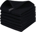 100% Cotton Kitchen Cleaning Cloths, Highly Absorbent Soft Dish Cloths, Quick Drying Kitchen Accessories for Washing Up, Pack of 6, 30 x 30 cm, Black