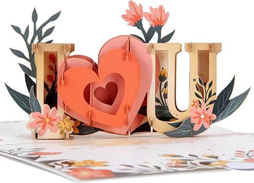 Cardology - I Love You Pop-Up Card | 3D Gift For Valentines Day, Anniversary, Mothers Day