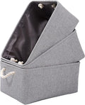 Small Grey Storage Box with Handles, 3 Pcs Thicken Canvas Storage Boxes, Wardrobe Storage Baskets, Collapsible Linen Storage Box for Toys, Clothes and Other Sundries (Grey, 31x21x16cm)