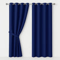 AMEHA Blackout Eyelet Curtains Thermal Insulated Navy Curtains for Bedroom Darkening Noise Reducing Drapes Curtain 46 X 54 Inch 2 Panels with Tiebacks