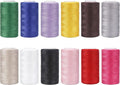 12 Color Set of Polyester All-Purpose Sewing Threads Prewound Bobbin Thread Plastic for Embroidery and Sewing Machine DIY Embroidery Thread Sewing Thread 382 Yards/350 m Each (Mixed Color, 12)