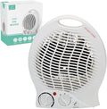 Electric Heater - 2KW Fan with 2 Heat Settings & Cooling Function - Portable with Adjustable Thermostat - Low Energy Silent Heating for Home, Office & Indoor Use - White