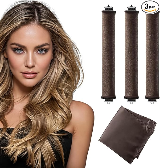 Overnight Heatless Rods Curls Blowout - 4 Pcs Hair Curlers to Sleep In, Velvet Hair Rollers with Satin Hair Scarf