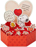Hallmark Mini Valentines Day Card, 3D & Pop Up PEANUTS SNOOPY & WOODSTOCK Design, Red