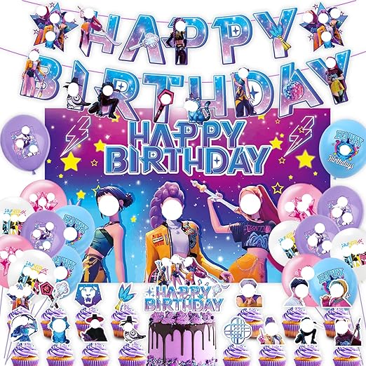 Birthday Party Decorations Anime Theme Party Supplies with Happy Birthday Banner Supplies Decorations Letter Balloons Happy birthday Banner Decoration