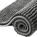 Bath Mat Non Slip Anti Mould 40 x 60 cm – Grey Chenille Bathroom Mat Extra Soft & Fluffy Bathmat Machine Washable Super Water Absorption Shower Mat