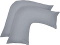 Ghazlan V Shaped Pillow Case Cover - 2 Pack Poly-Cotton Orthopedic Pillowcase To Fit V shape pillows For Back, Neck & Leg Support in Pregnancy, Maternity & Orthopaedic - Body Support Pillow -Silver