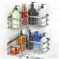 Yazoni Corner Shower Caddy, Adhesive Shower Organizer Corner, Bathroom Shelves Shampoo Holder with Hooks, Rust-proof Stainless Steel