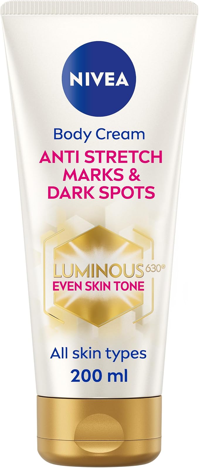 NIVEA Luminous 630 Anti Stretch Marks & Dark Spots Body Cream (200ml), 48-Hour Moisturising Cream Reduces Stretch Marks, Sun Blemishes and Pigment Spots, With Thiamidol