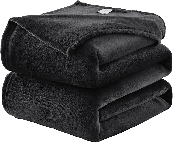 WAVVE Fleece Blanket Sofa Throw Black 4ft x 5ft - Fluffy Soft Warm Versatile Blanket for Sofa/Couch/Bed Throw/Single Size, 130x150 cm