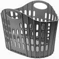 Addis Flat Easy Store Laundry Basket Hamper, Dark Grey, 38 Litre 518150