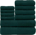 GC GAVENO CAVAILIA 10 Piece Towel Bale Set | Quick Drying Cotton Towel Highly Absorbent 450 GSM Dark Green Towels Set | Bathroom Towels Bale Set 4x Face 4x Hand 2x Bath Towels