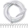 Net Curtain Wire and Hooks Set - 4 Meter Kit with 8 Eyes & 8 Hooks - Multipurpose wire for net curtains for Windows
