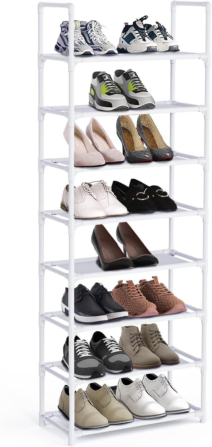 esonstyle 8 Tier Shoe Rack For 16-20 Pairs Tall Narrow Shoe Rack Versatile Shoe Shelf Organiser