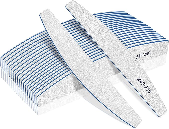 Professional Nail Files, 240/240 Grit - 12 Pcs, Double-Sided Emery Boards for Natural Nails, Washable and Reusable for Grooming and Styling