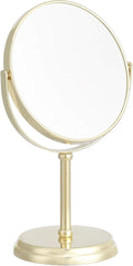 Amazon Basics Round Dressing Table Mirror, Tabletop Mount - 1X/5X Magnification, 18.3x12.5 Cm, Gold