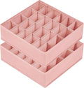 DIMJ Sock Organizer Drawer Dividers - 2 Pack Underwear Organiser, 24 Cells Collapsible Closet Organisers and Storage Sock Holders Organisers for Storing Socks, Ties, Belts(Pink)