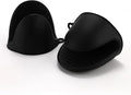 Oven Glove Thicken Silicone Pot Holder Mini Oven Mitts Heat Resistant Pinch Covers for Baking, Cooking, Bbq Grilling (Black)