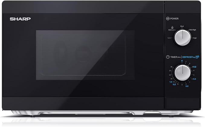 SHARP YC-MS01U-B Compact 20 Litre 800W Manual control Microwave, 5 power levels, defrost function, LED cavity light - Black