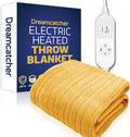 Dreamcatcher Gold Heated Throw Electric Blanket, 160 x 120cm Heated Blanket Machine Washable Soft Fleece Electric Throw Overblanket with 12HR Timer and 9x Control Heat Settings