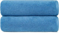 Amazon Basics Towel Set, 100% Cotton Quick-Dry Absorbent Bath Towels, 70x140 cm, Lake Blue, 2-Pack