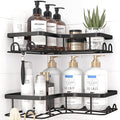 Kitsure Corner Shower Caddy - 2 Pack Rustproof Shower Organizer, Durable Shelf with Large Capacity, Drill-Free Adhesive Bathroom Shelves with 4 Movable Hooks, a Soap Holder, 4157